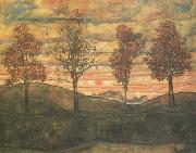 Egon Schiele Four Trees (mk12) oil painting reproduction